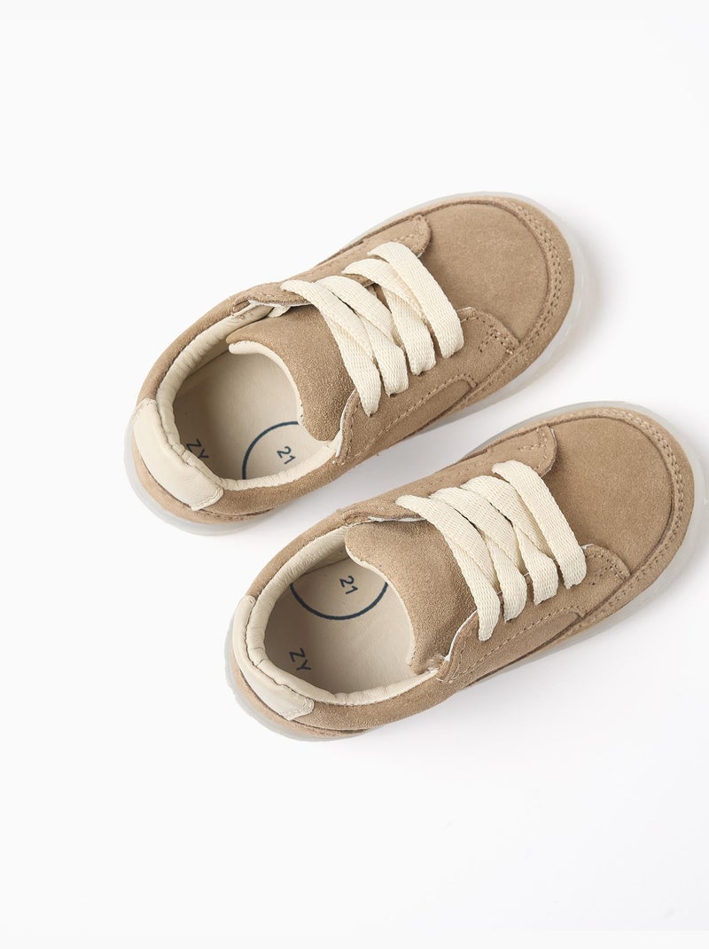 Baskets en daim à lacets Beige - Kiabi