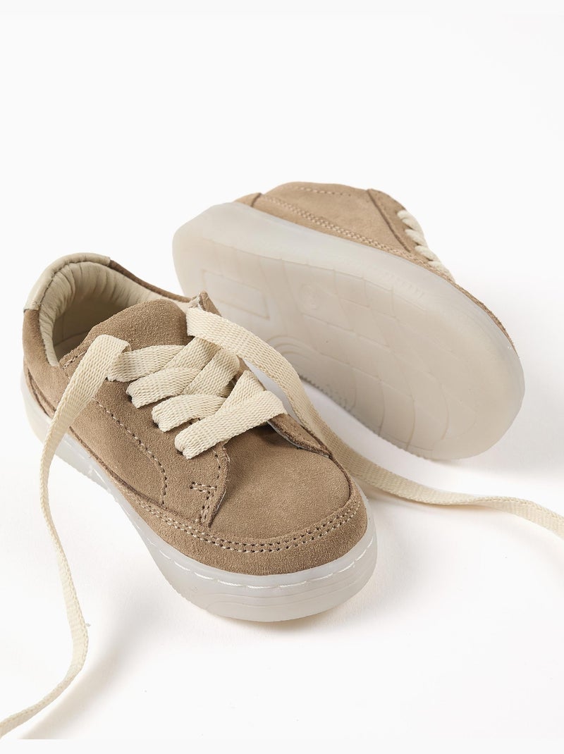 Baskets en daim à lacets Beige - Kiabi