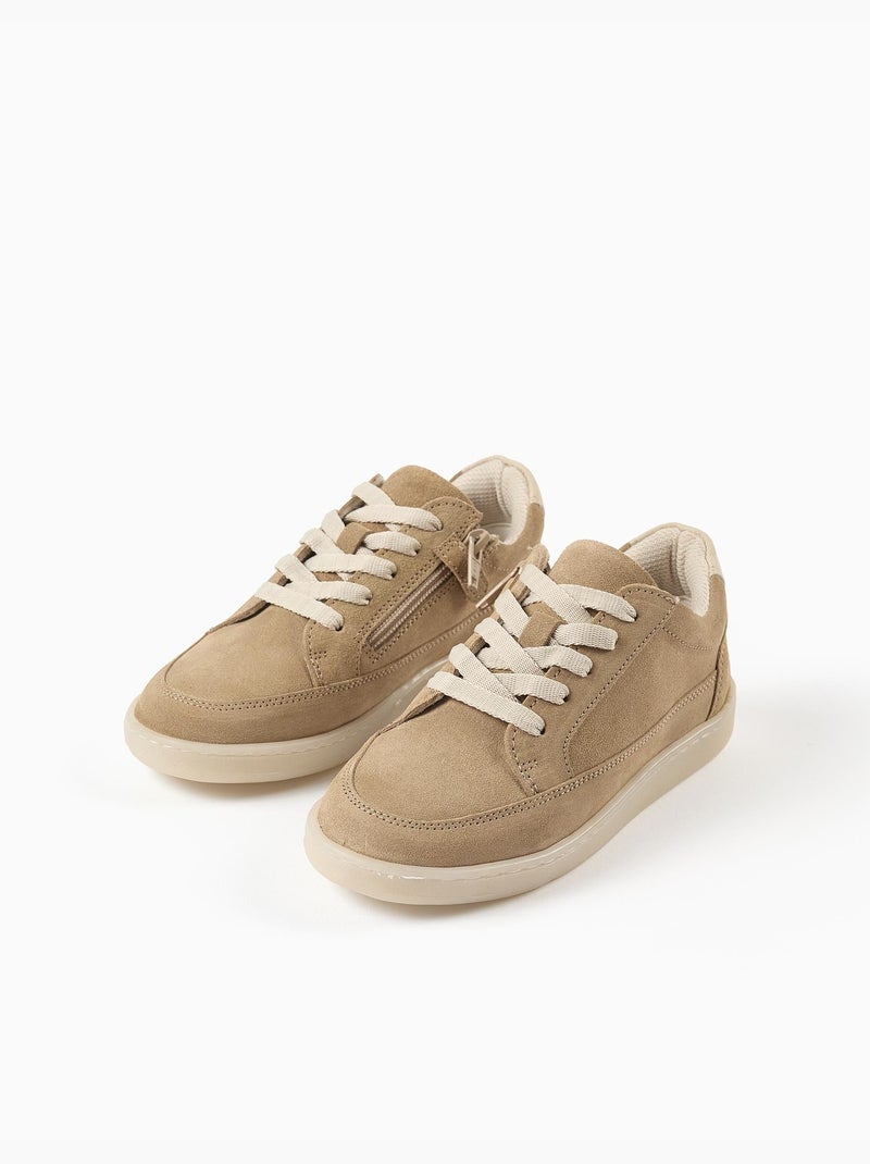 Baskets en daim à lacets Beige - Kiabi