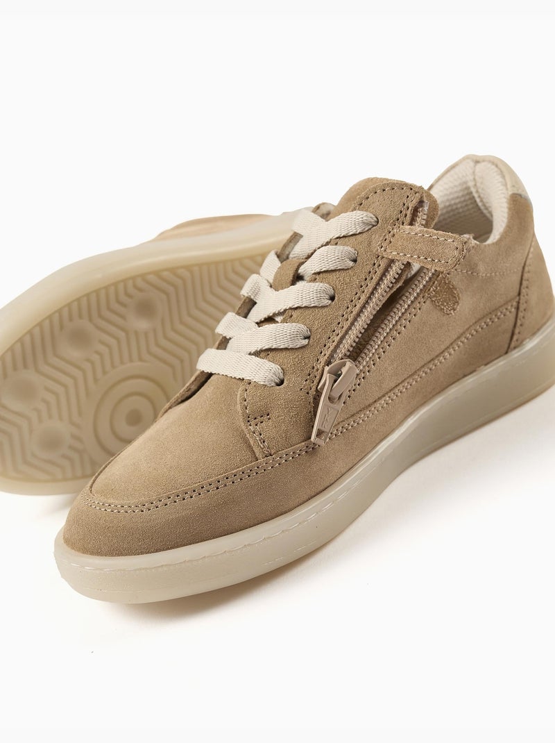 Baskets en daim à lacets Beige - Kiabi