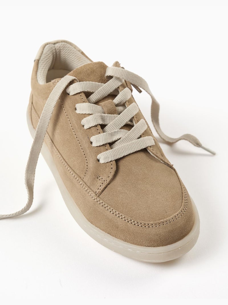 Baskets en daim à lacets Beige - Kiabi