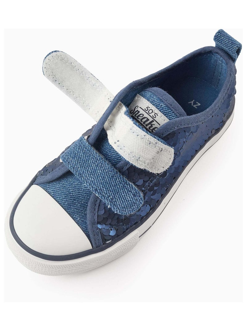 Baskets en Jean à Paillettes Bleu - Kiabi