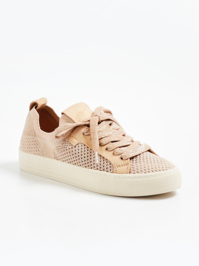 Baskets en maille ajourée avec lacets Rose - Kiabi