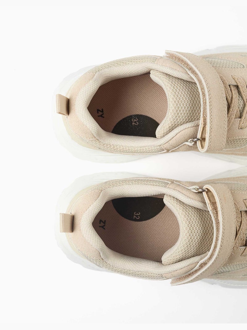 Baskets en maille avec semelle épaisse antidérapante Beige - Kiabi
