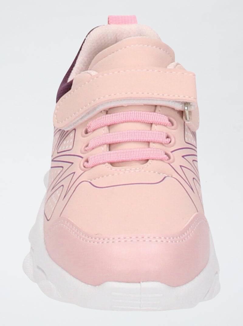 Baskets en mesh avec scratchs et lacets élastiquées Rose - Kiabi