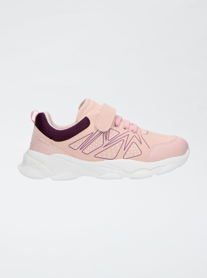 Baskets en mesh avec scratchs et lacets élastiquées Rose - Kiabi