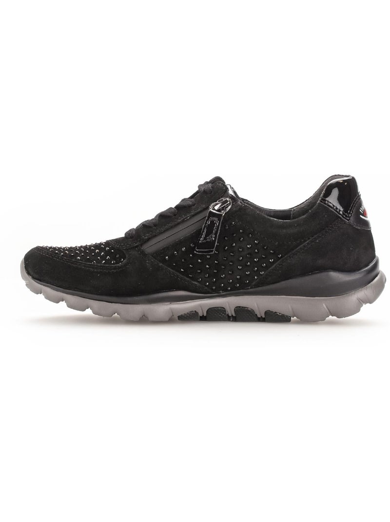 Baskets  en Nubuck avec strass Noir - Kiabi