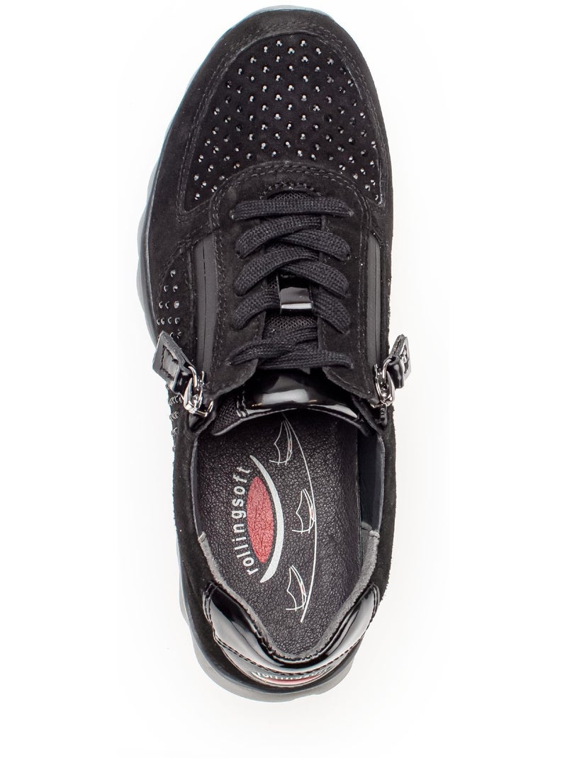 Baskets  en Nubuck avec strass Noir - Kiabi