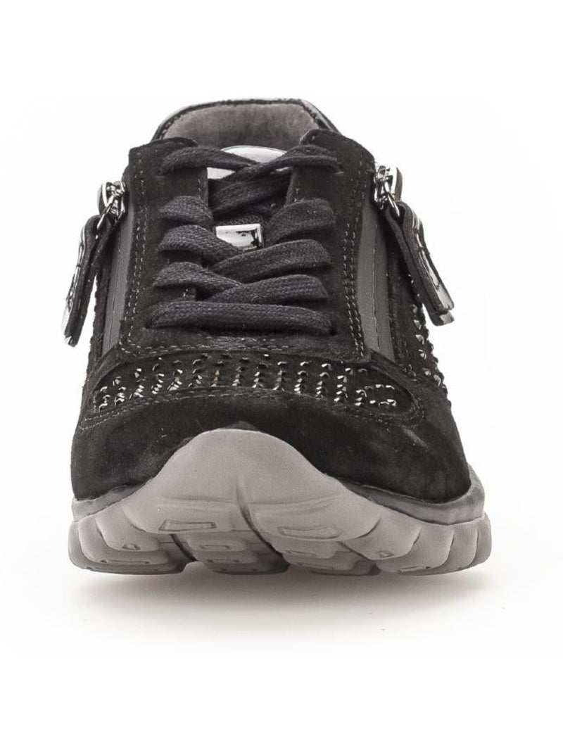 Baskets  en Nubuck avec strass Noir - Kiabi