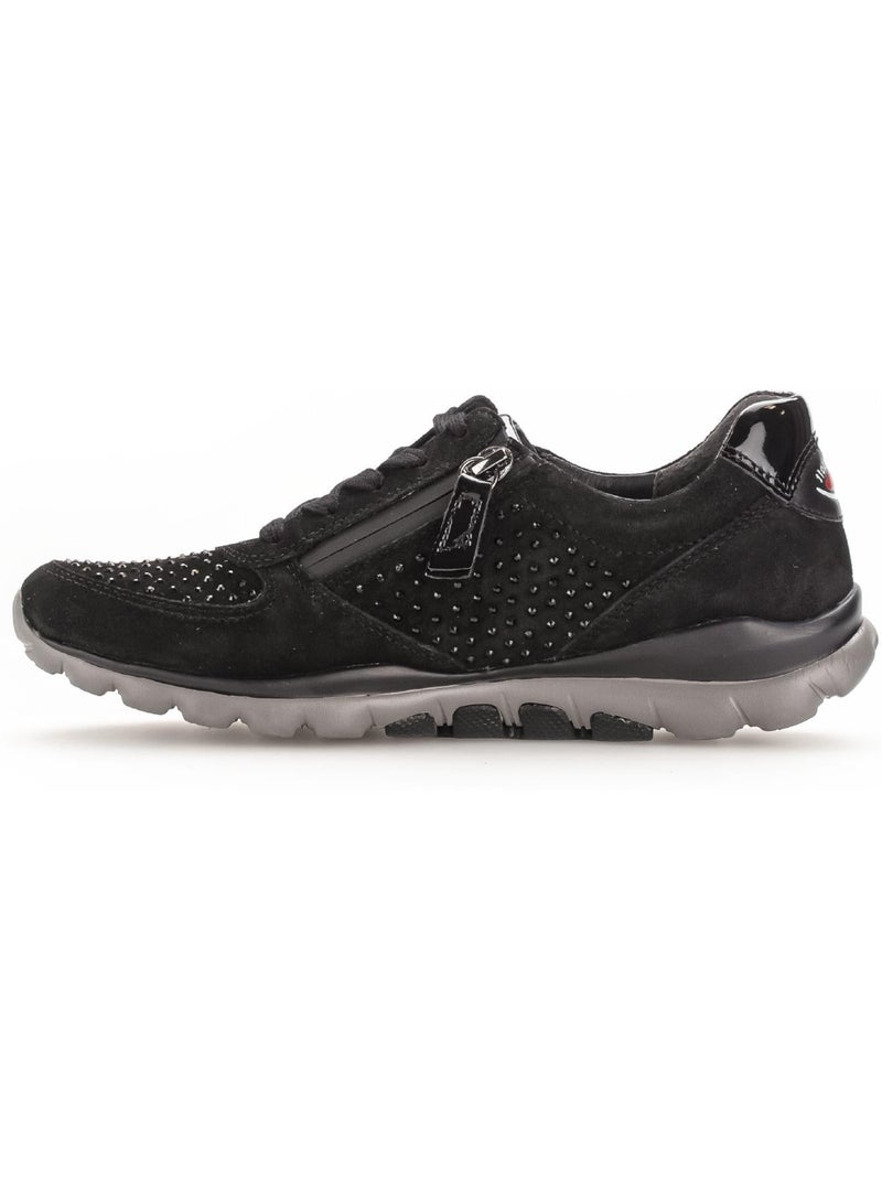 Baskets  en Nubuck avec strass Noir Noir - Kiabi