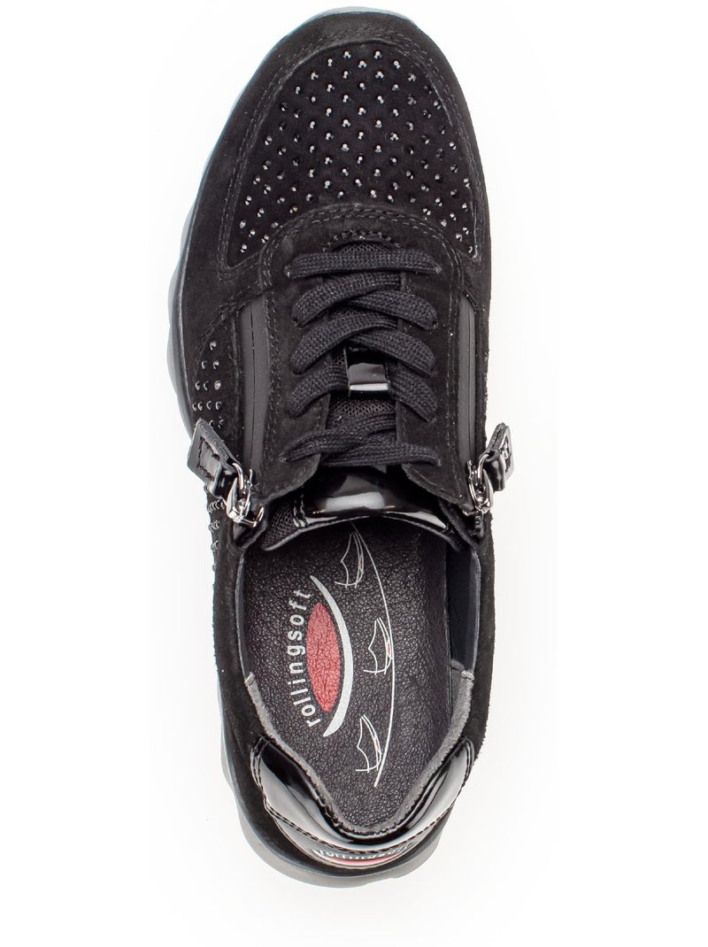 Baskets  en Nubuck avec strass Noir Noir - Kiabi