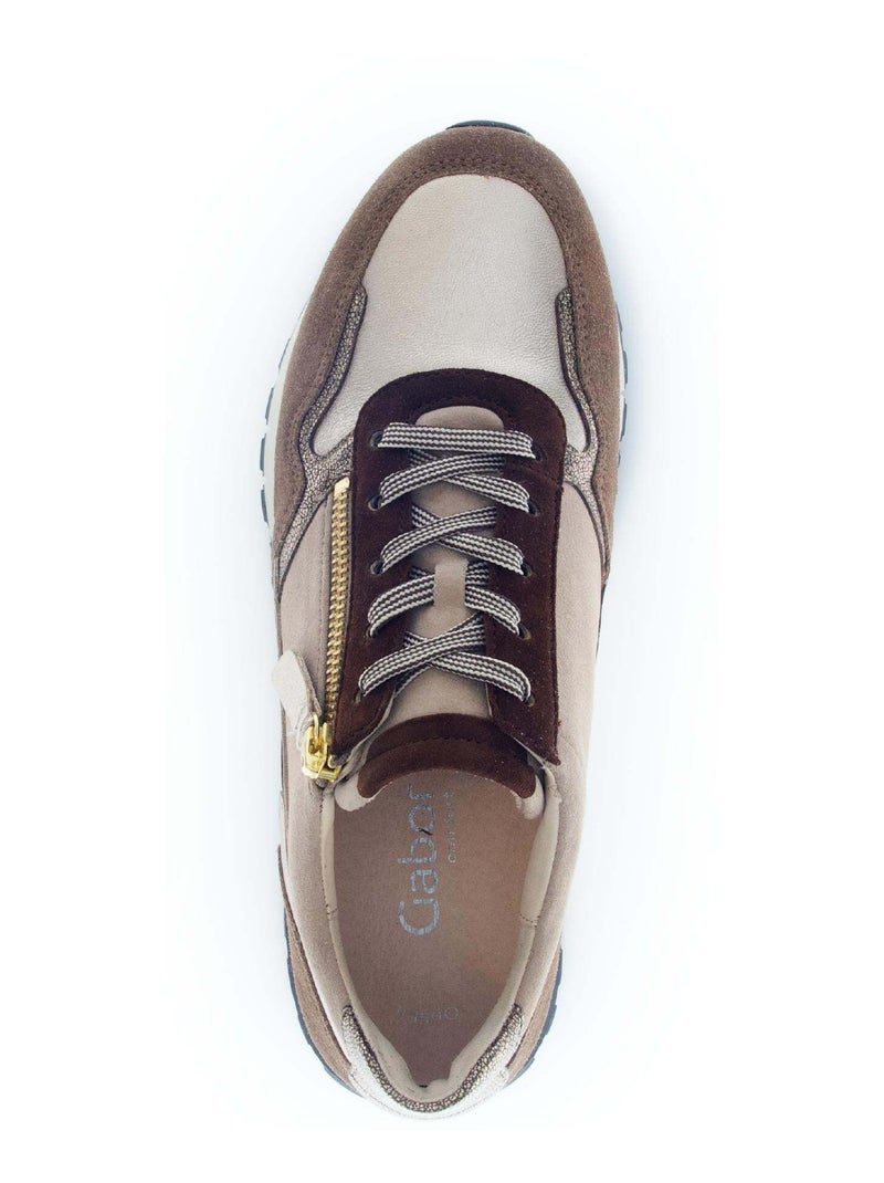 Baskets en nubuck et cuir Beige - Kiabi