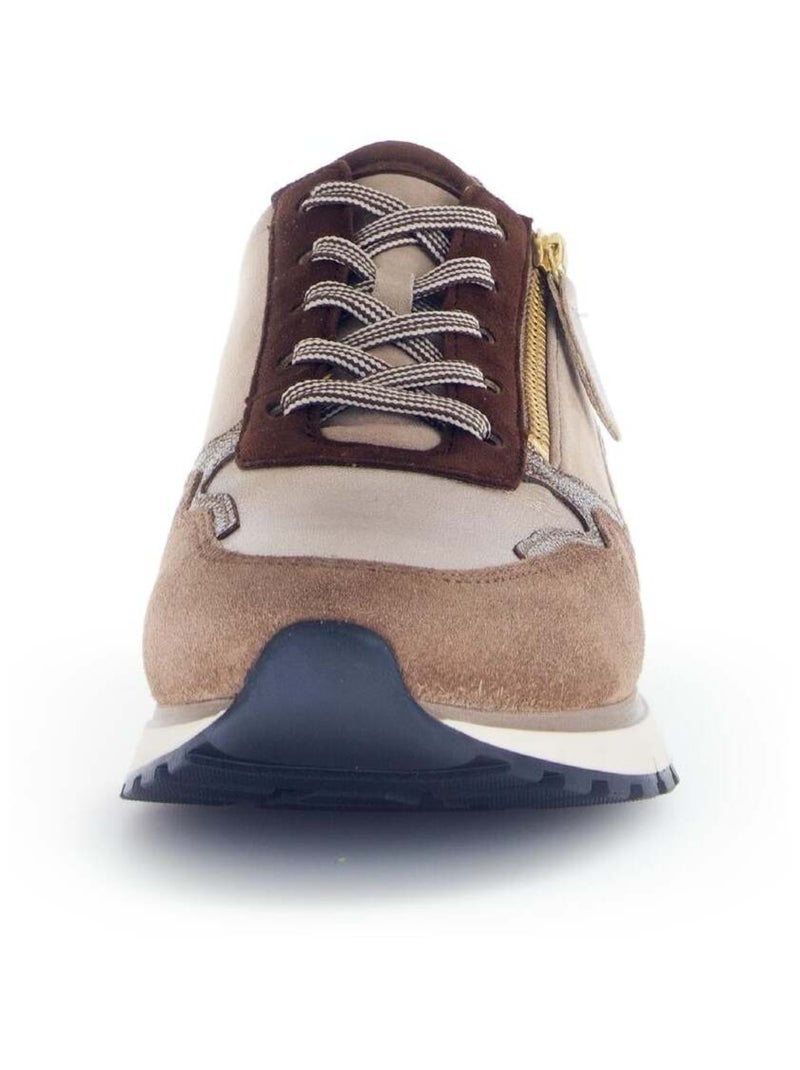 Baskets en nubuck et cuir Beige - Kiabi