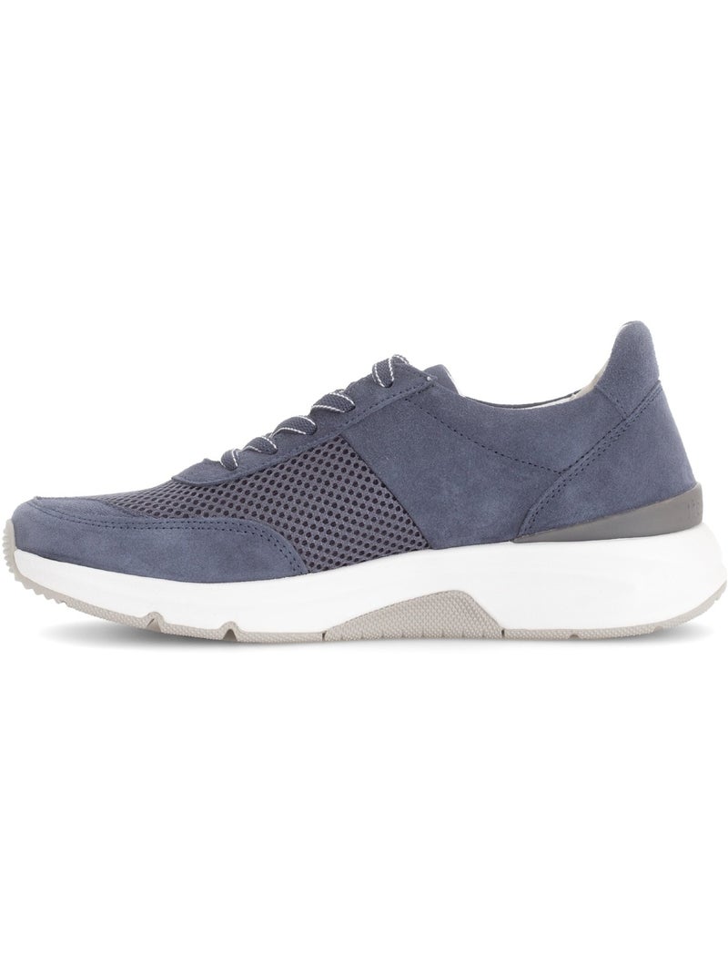 Baskets  en nubuck et textile Bleu - Kiabi