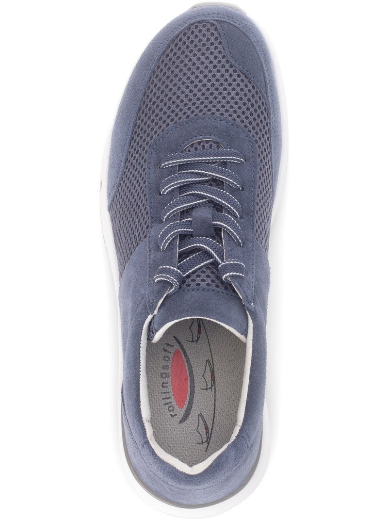 Baskets  en nubuck et textile Bleu - Kiabi