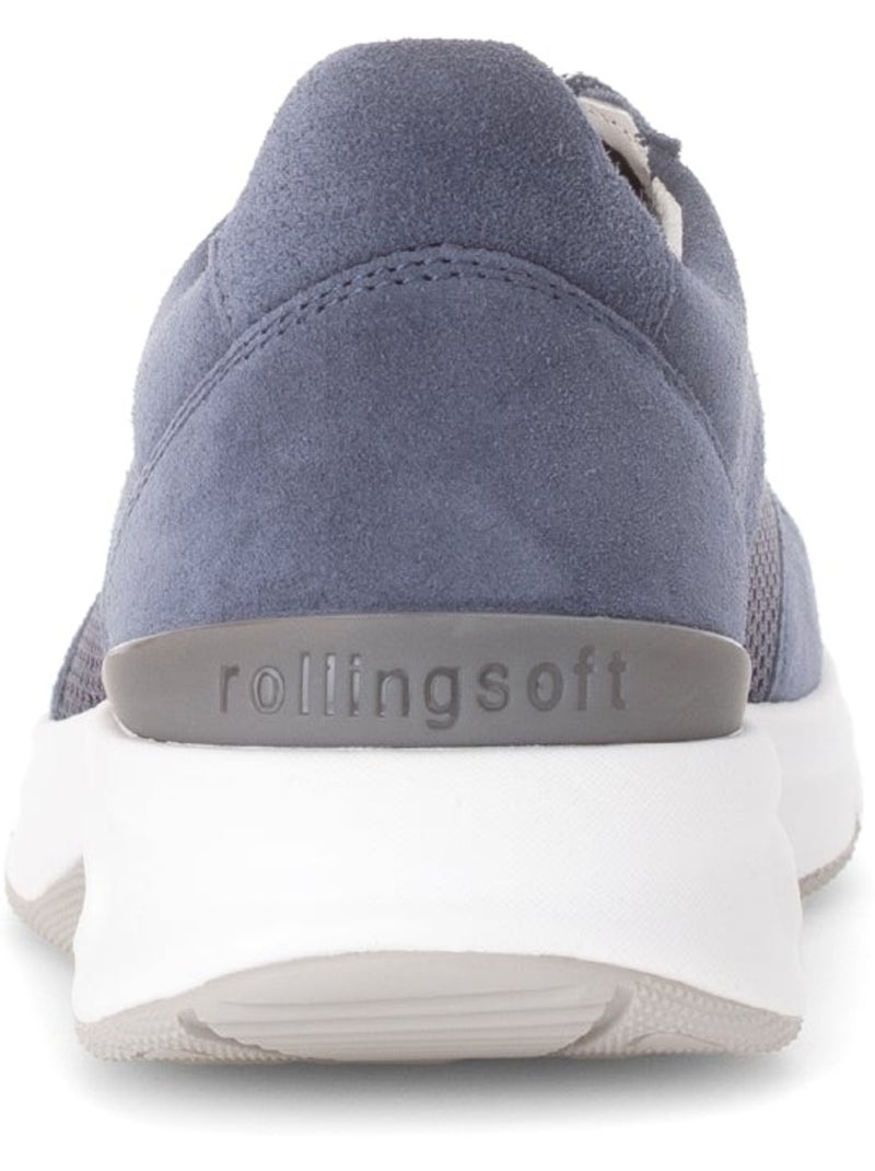 Baskets  en nubuck et textile Bleu - Kiabi