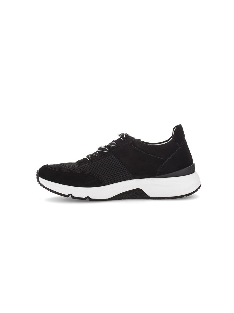 Baskets  en nubuck et textile Noir Noir - Kiabi