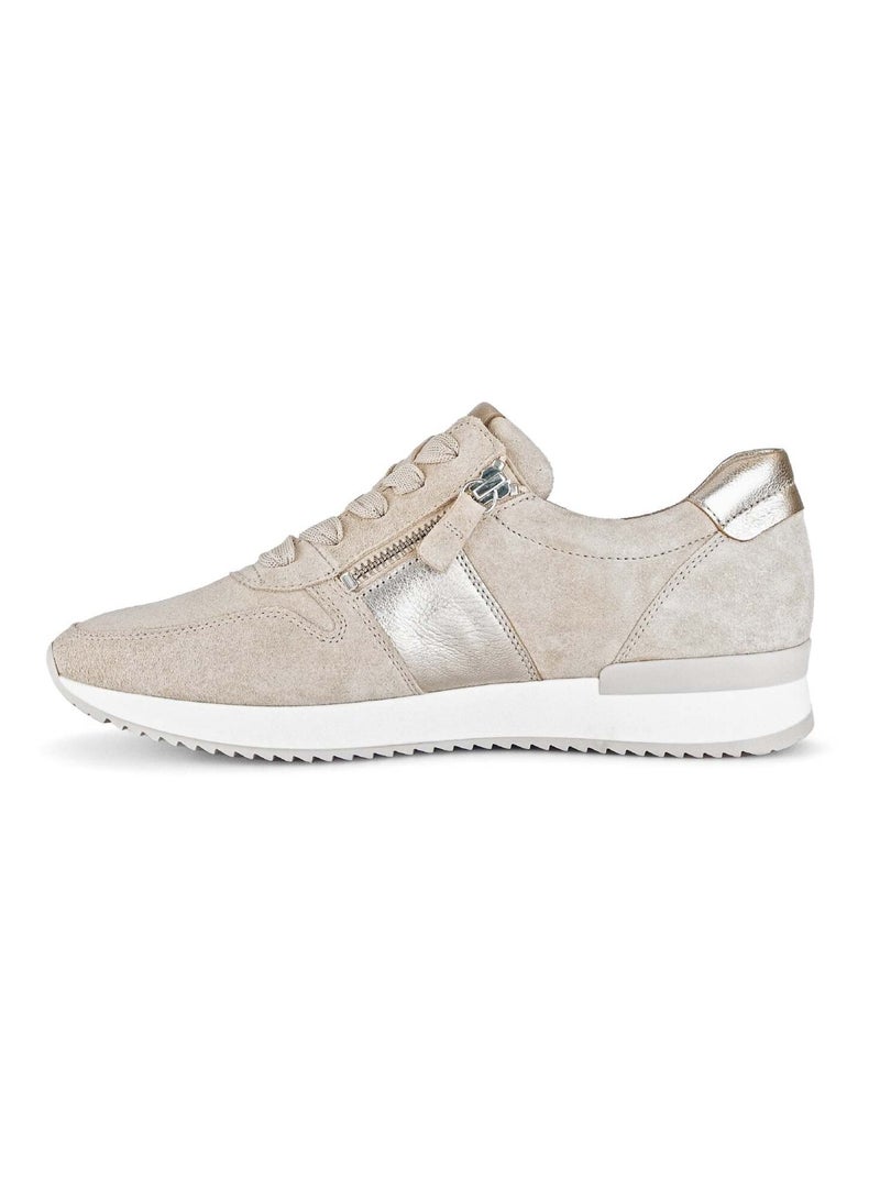 Baskets  en nubuck insert métallisé Beige - Kiabi