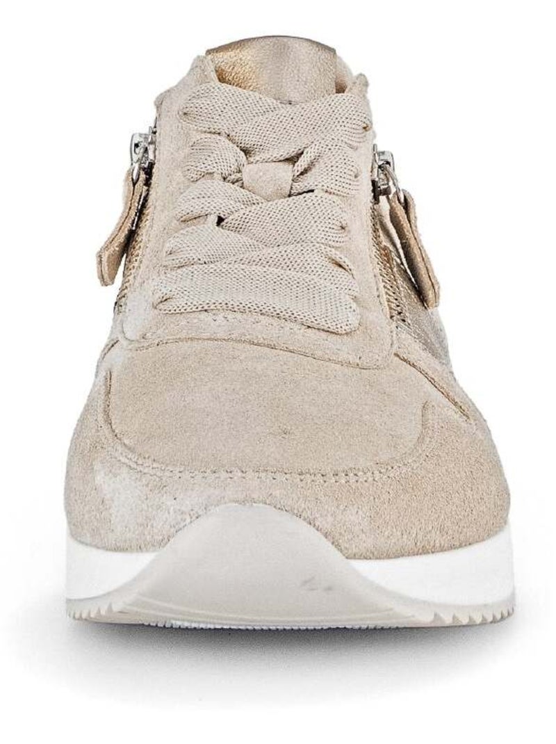 Baskets  en nubuck insert métallisé Beige - Kiabi