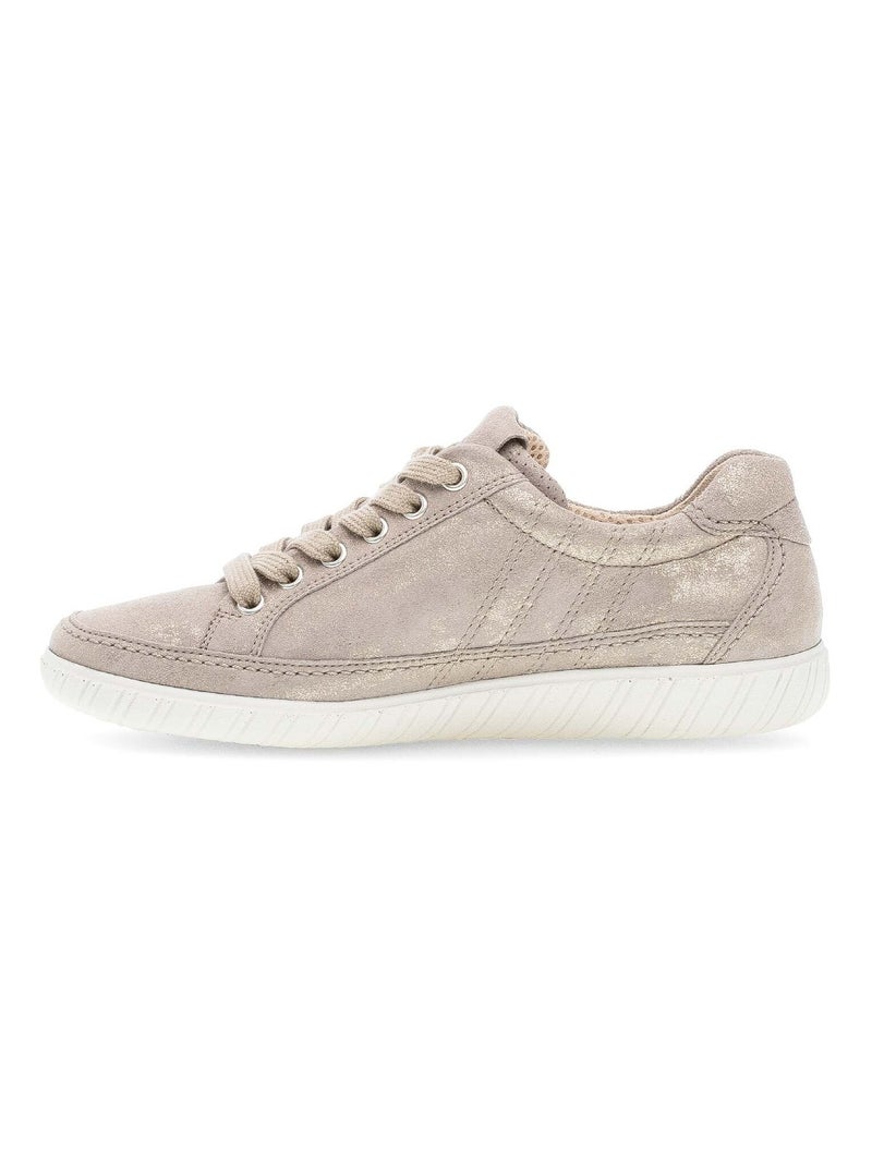 Baskets  en Nubuck métallisé Beige gris - Kiabi