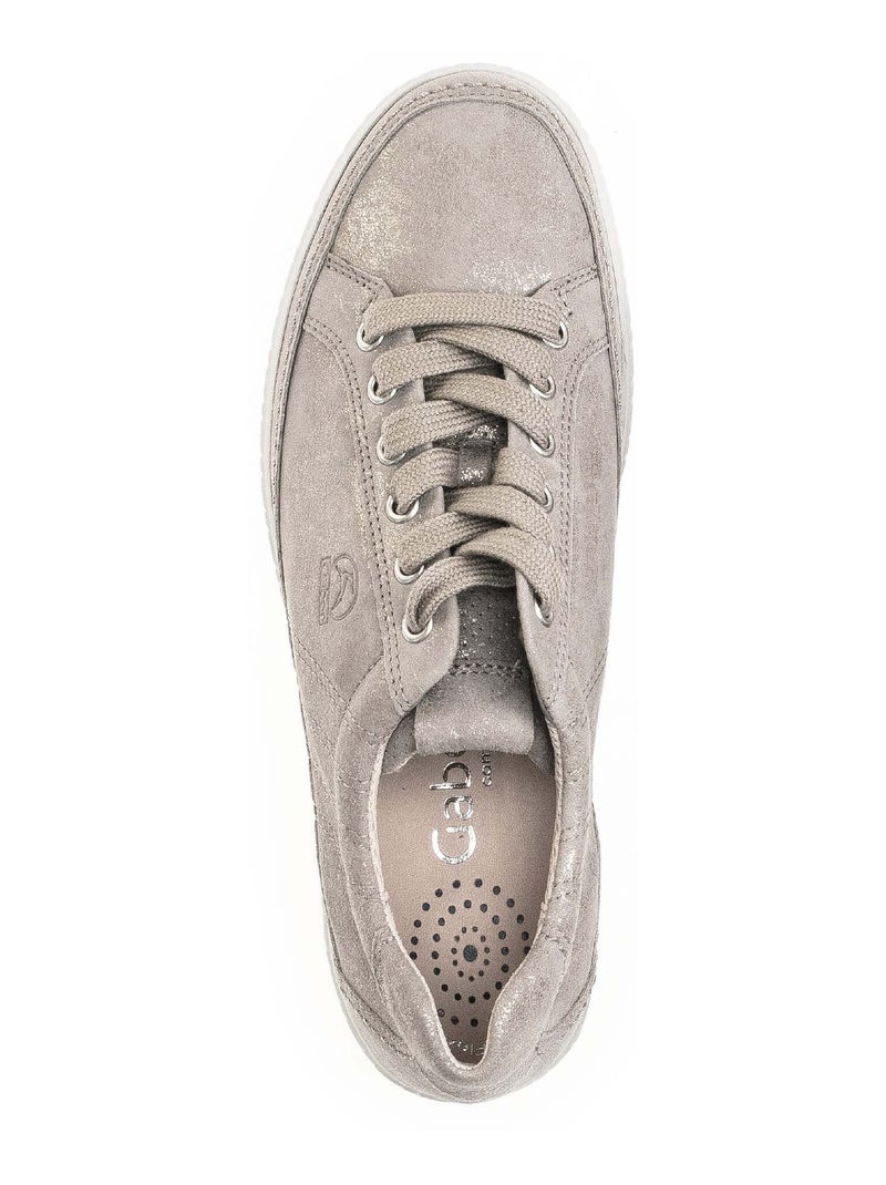 Baskets  en Nubuck métallisé Beige gris - Kiabi