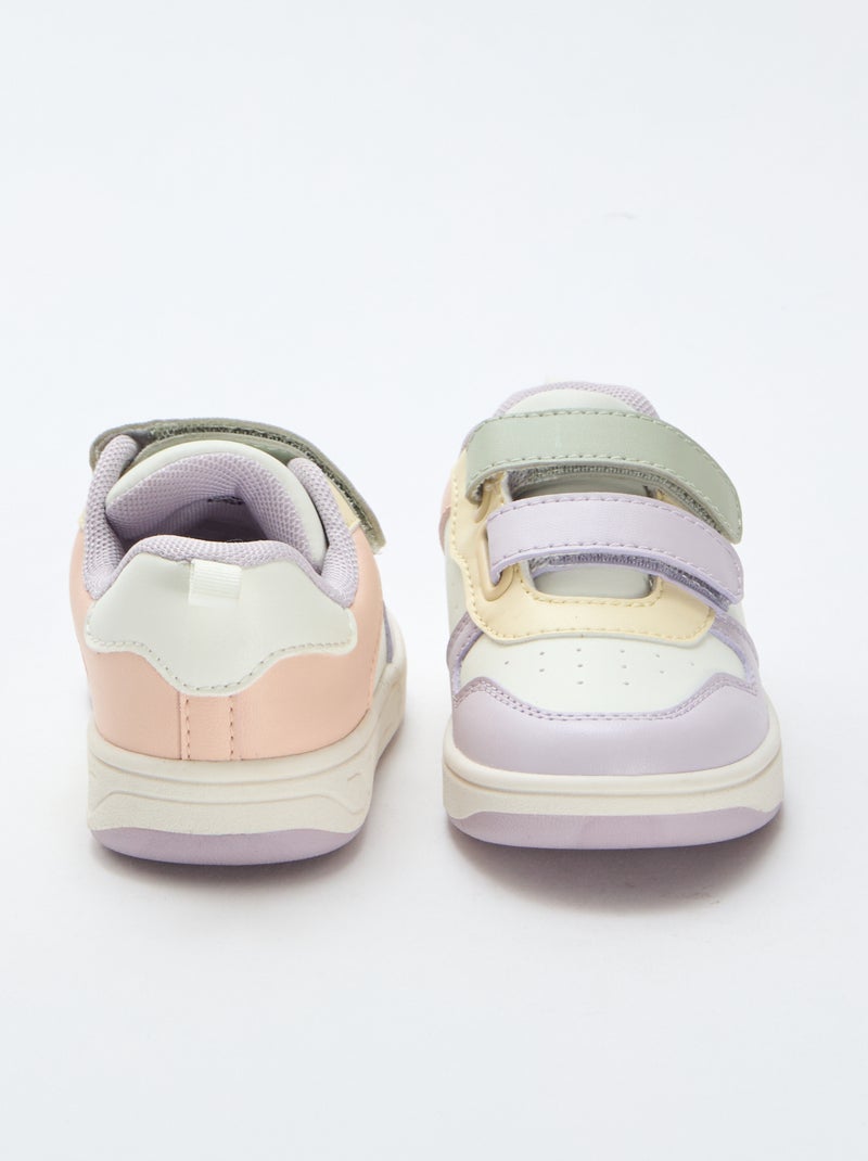 Baskets en simili avec 2 scratchs Rose - Kiabi