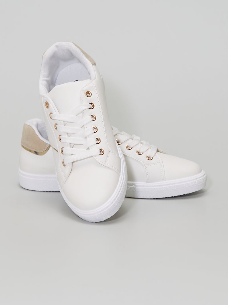 Baskets en simili Blanc - Kiabi