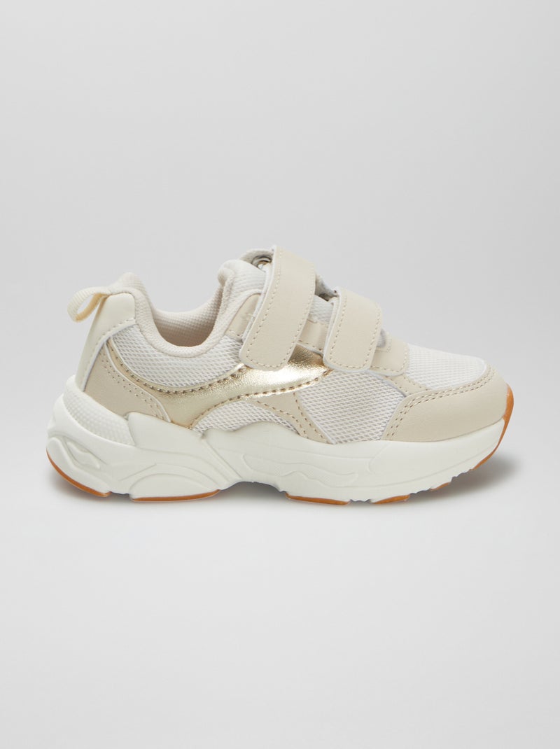 Baskets en simili et mesh Beige - Kiabi