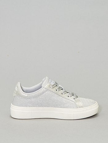 Baskets en textile argenté - Kiabi
