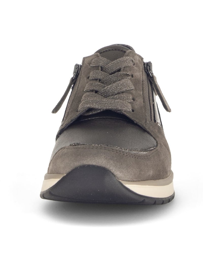 Baskets  en textile et daim (adaptées hallux valgus) Marron - Kiabi