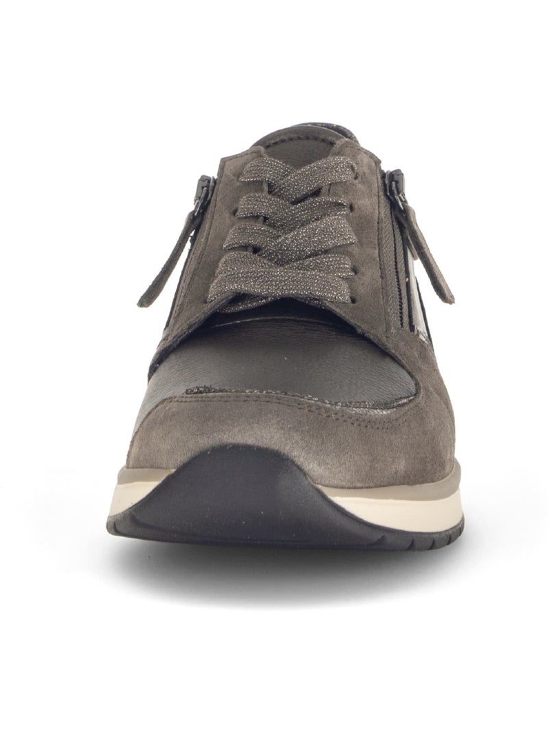 Baskets  en Textile et Nubuck (adaptées Hallux Valgus) Marron - Kiabi