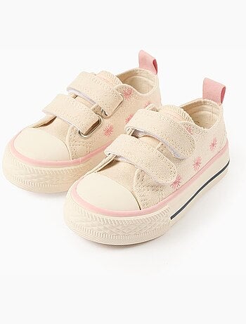 Baskets en toile avec motif floral brodé