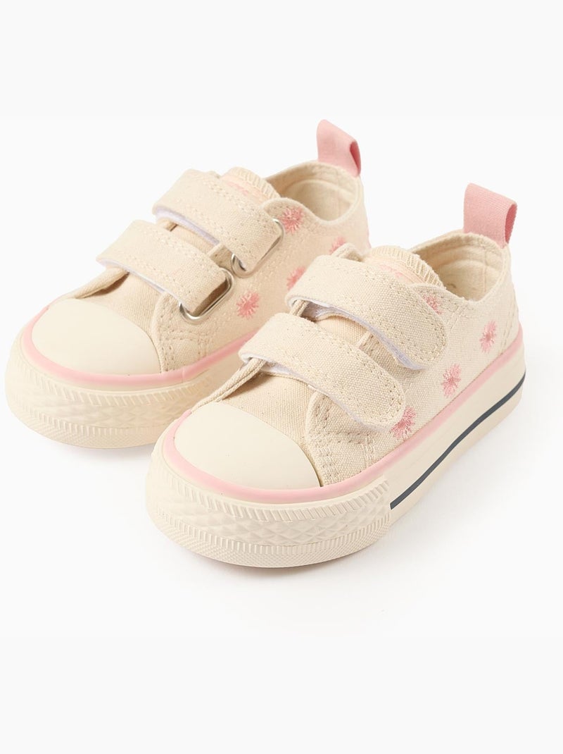 Baskets en toile avec motif floral brodé Beige clair - Kiabi