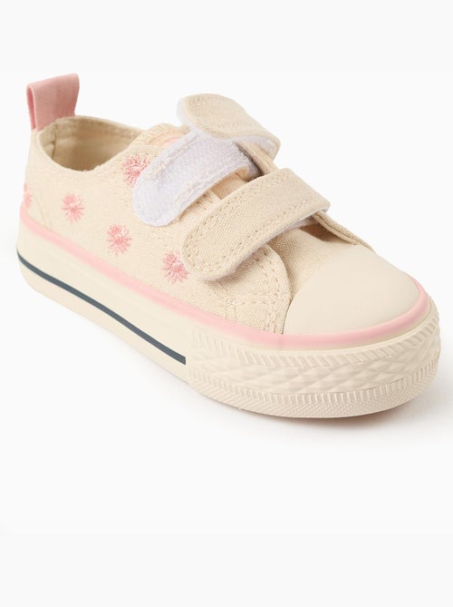 Baskets en toile avec motif floral brodé - Kiabi