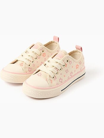 Baskets en toile avec motif floral et lacets