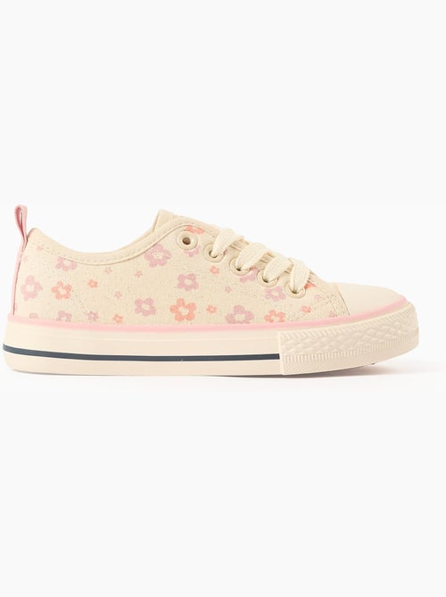 Baskets en toile avec motif floral et lacets - Kiabi
