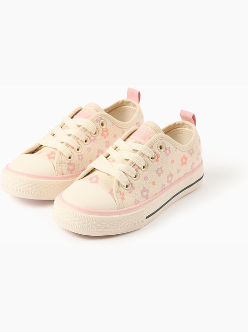 Baskets en toile avec motif floral et lacets - Kiabi