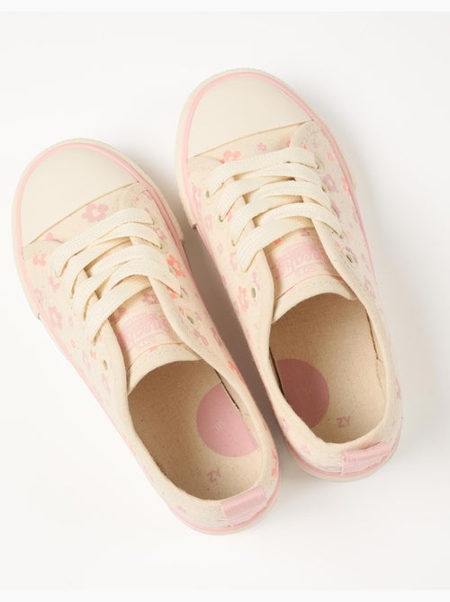 Baskets en toile avec motif floral et lacets - Kiabi