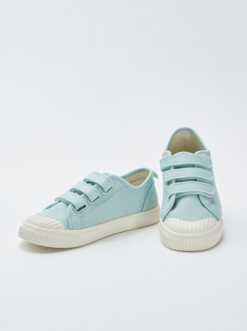 Baskets en toile avec scratchs Vert - Kiabi