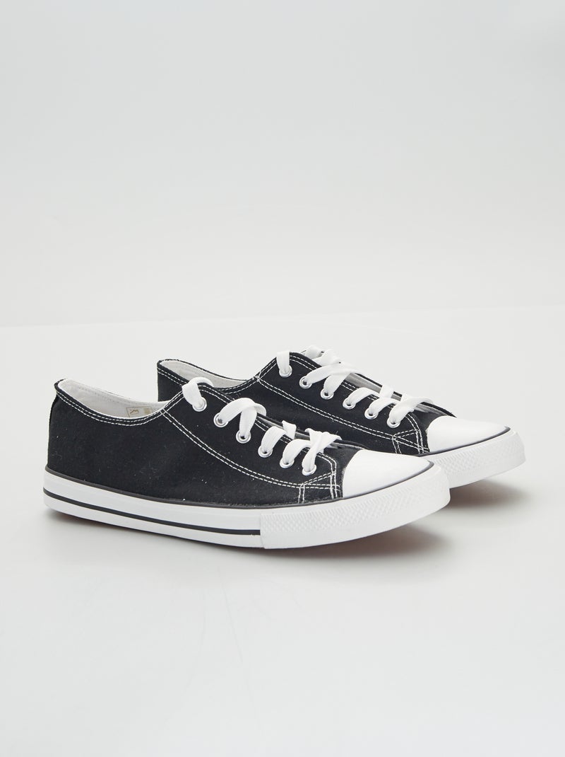 Baskets en toile basses noir - Kiabi