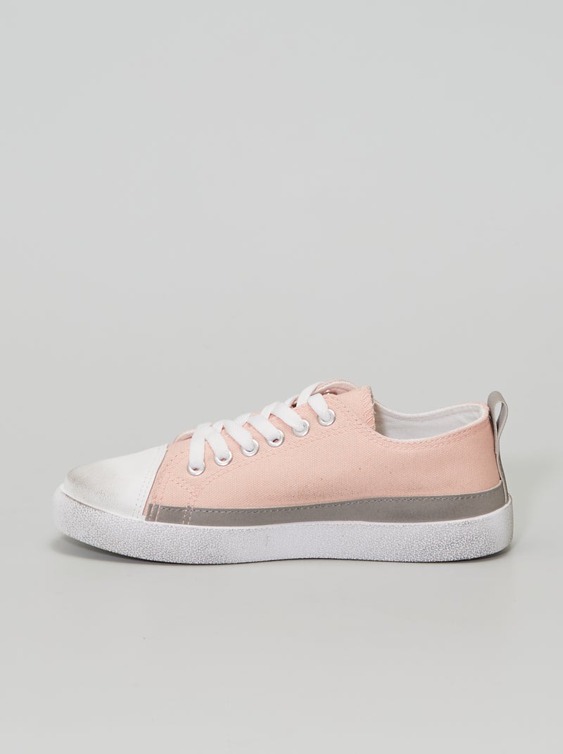 Baskets en toile contrastante rose - Kiabi