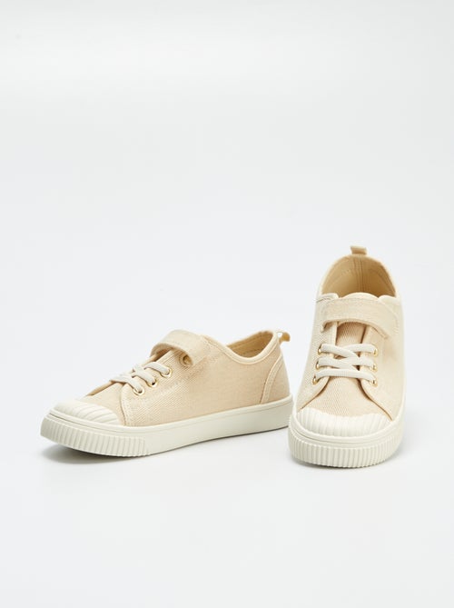 Baskets en toile côtelée à scratchs - Kiabi