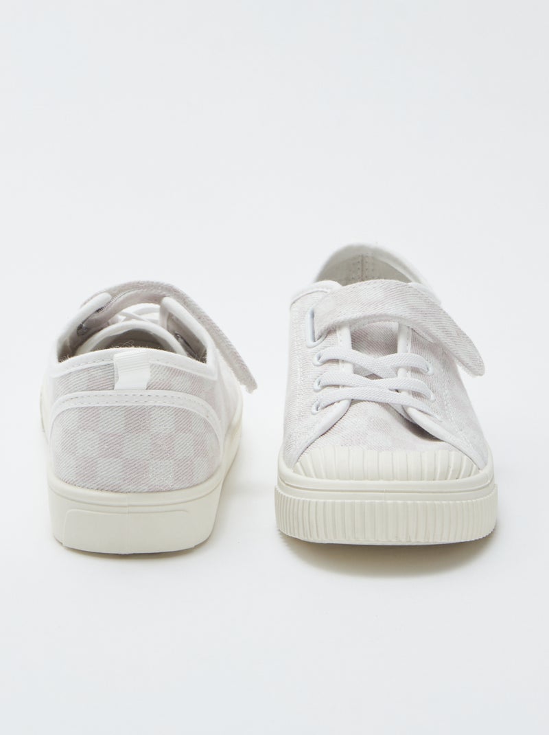 Baskets en toile côtelée à scratchs ROUGE - Kiabi