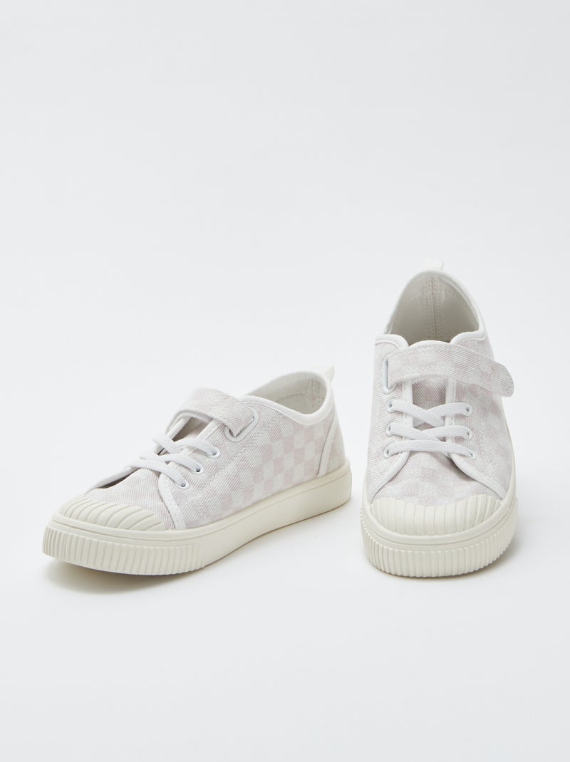 Baskets en toile côtelée à scratchs ROUGE - Kiabi