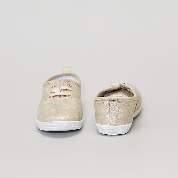Baskets en toile effet reptile femme - doré - Kiabi - 10,00€