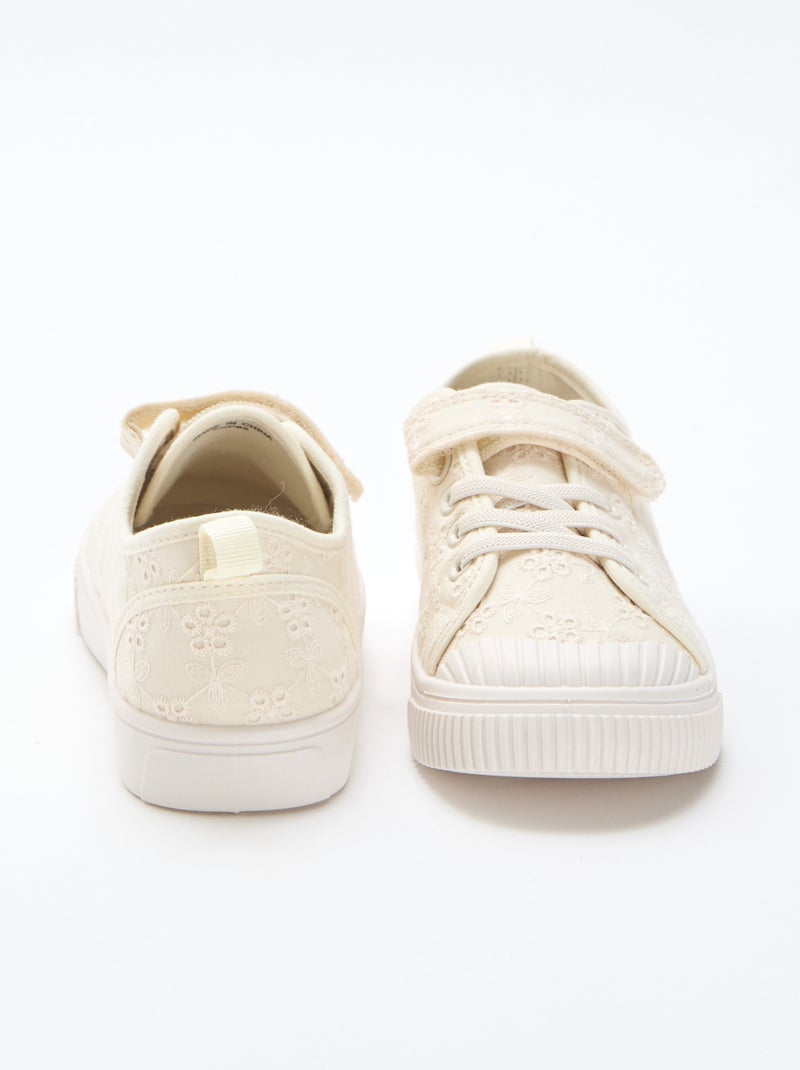Baskets en toile imprimé damiers Beige - Kiabi