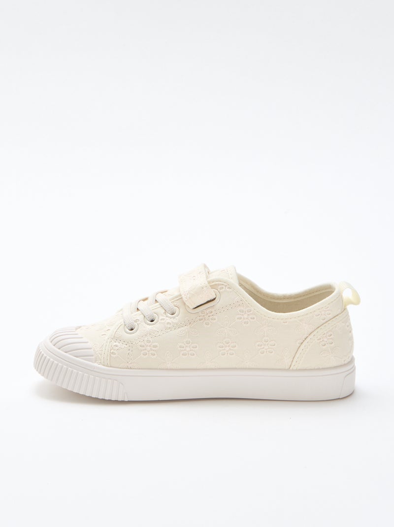 Baskets en toile imprimé damiers Beige - Kiabi