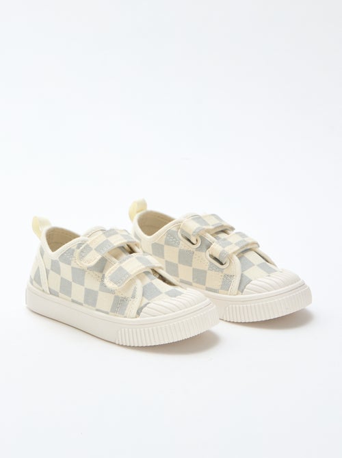Baskets en toile imprimé damiers - Kiabi