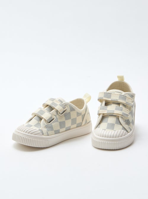 Baskets en toile imprimé damiers - Kiabi