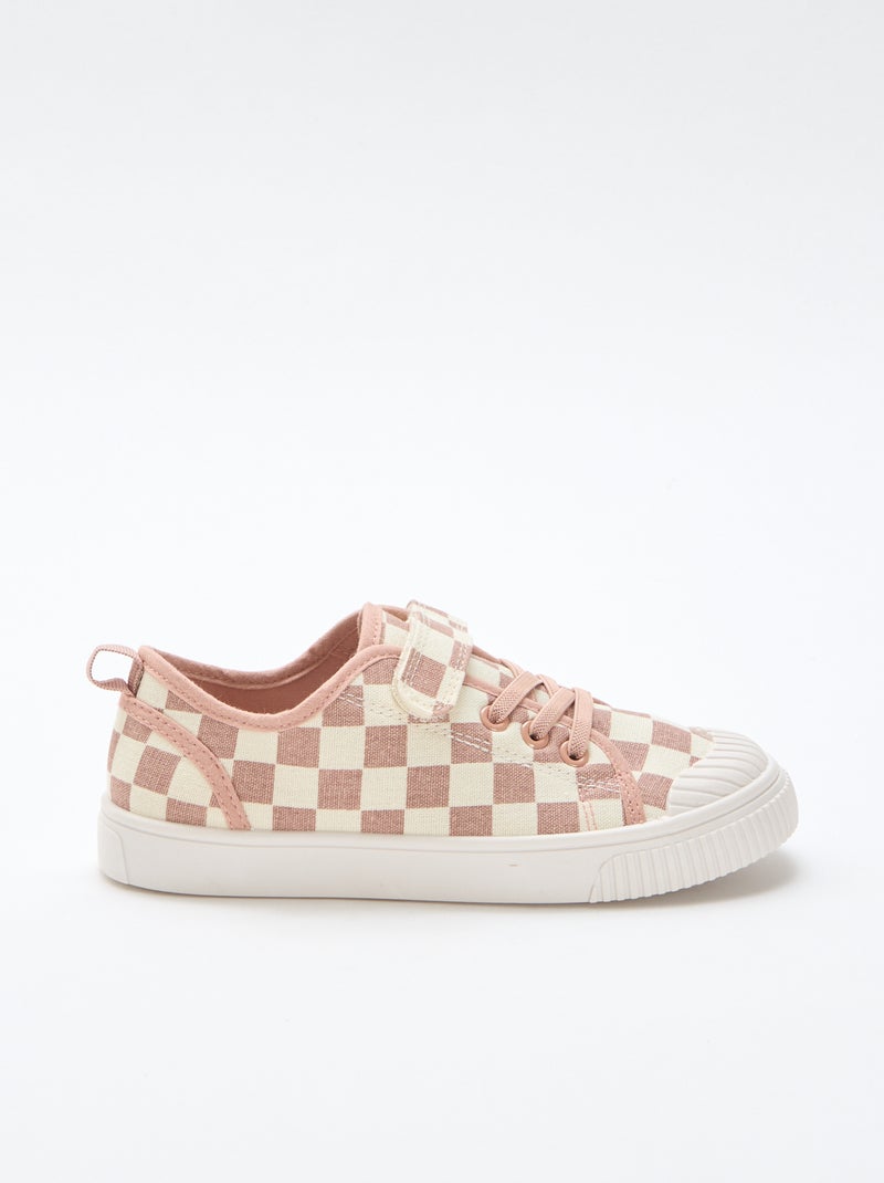 Baskets en toile imprimé damiers Rose - Kiabi